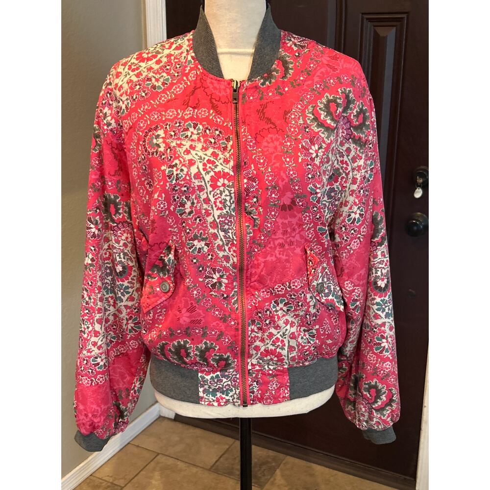 Free People Daytrip Paisley Bomber Jacket XS